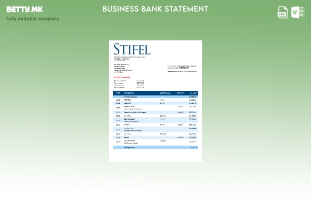 Модерен стил на цврста изјава на Stifel Financial Bank Шаблон Word и PDF